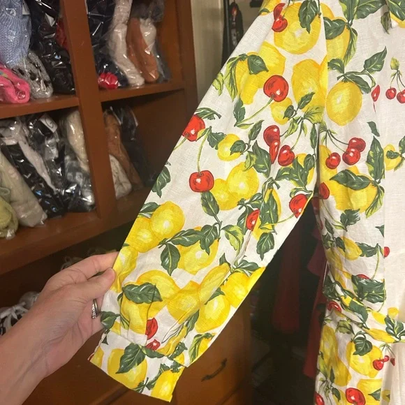 Boden Clara Linen Blend Shirtdress Lemon Cherry Fruit Print NWT Rare US10 UK14 - Picture 8 of 11